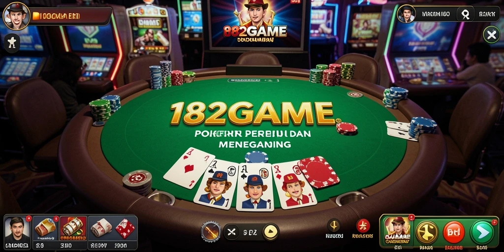 Tampilan screenshot utama 182GAME menampilkan gameplay Poker yang menyenangkan.