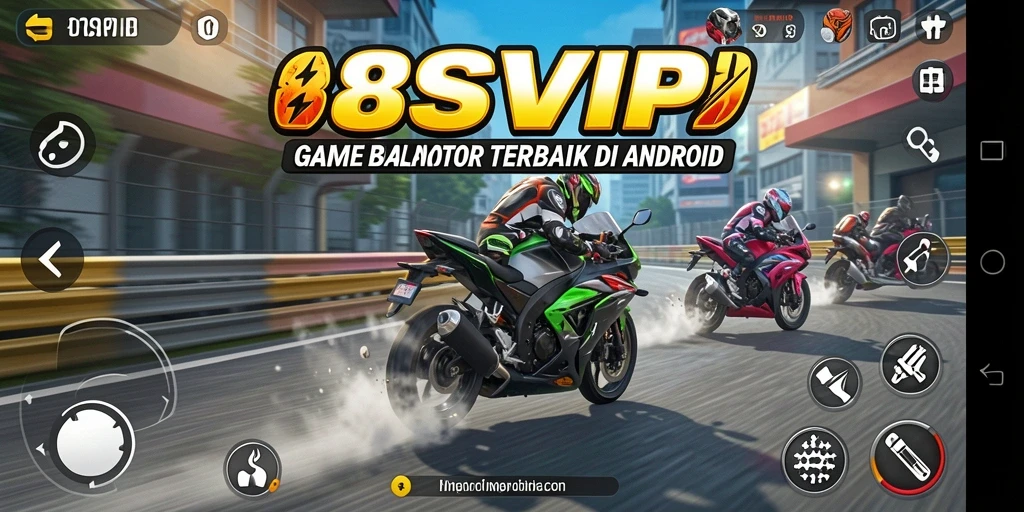 Screenshot gameplay 8SVIP menampilkan balapan motor yang seru.