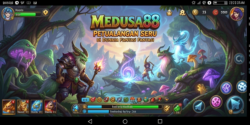 Tampilan menawan dari gameplay petualangan dalam MEDUSA88.