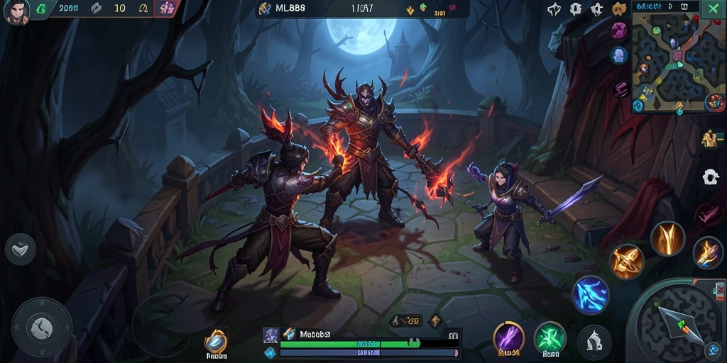 Screenshot utama MLBB8 menampilkan suasana horor yang mencekam dan gameplay yang intes.