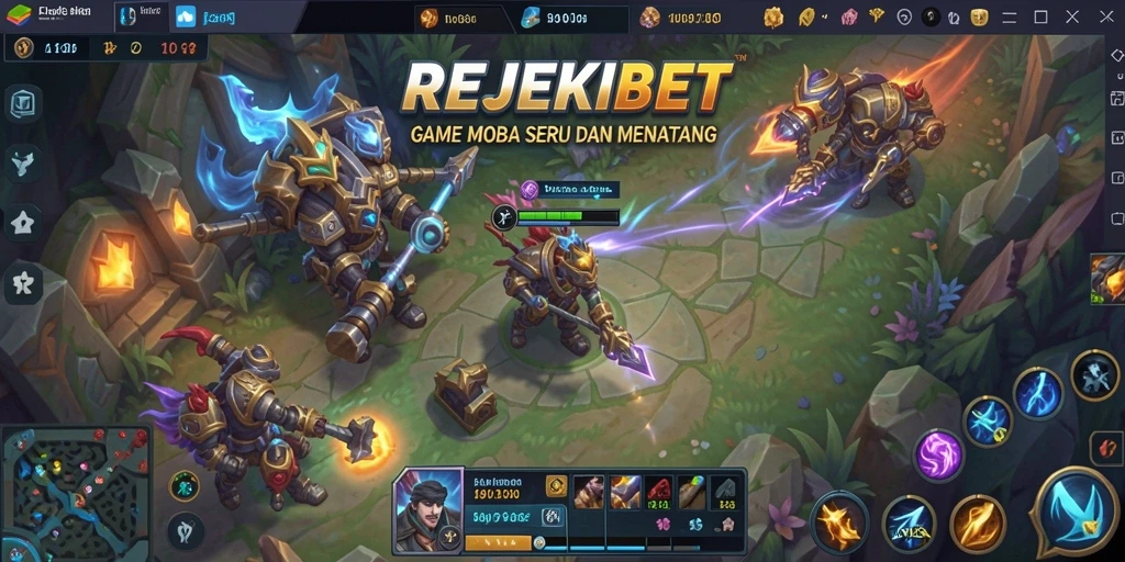 Gameplay seru REJEKIBET dalam pertempuran MOBA yang intens.