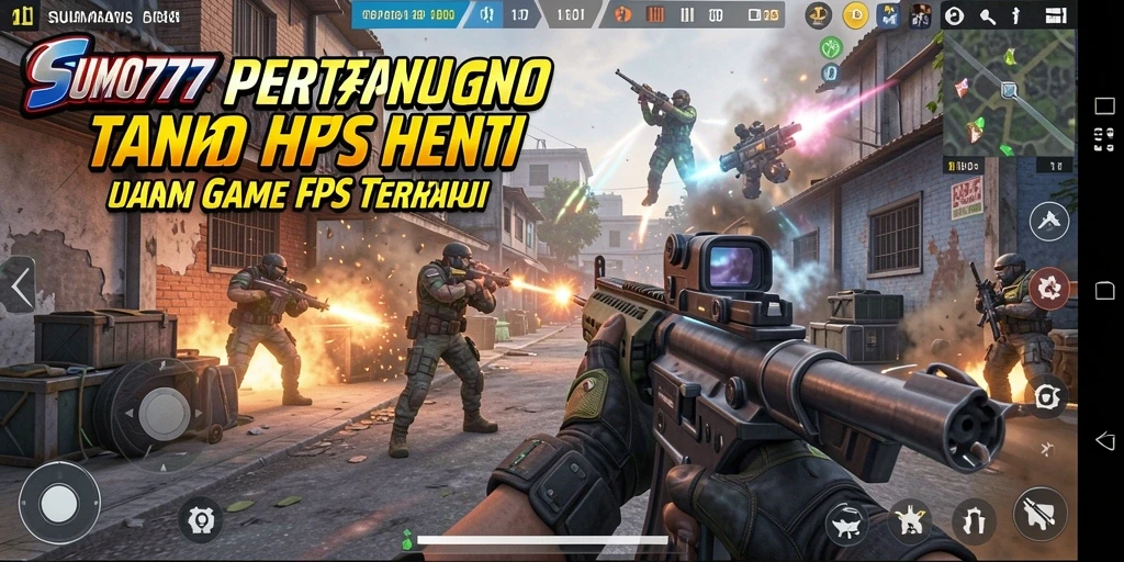 Screenshot menunjukkan aksi seru dalam pertandingan tembak-menembak FPS.